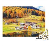 Autumn Village Adult Jigsaws 1000Pc Material Reciclable Puzzle Lake View Family Gaming Time Props Family 38x26cm Divertido