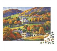 Autumn Village Jigsaw Puzzle 1000 Piezass Reciclable Paper Countryside Scenery Puzzle para Adultos Divertido y Desafiante Family Game Gift for Men‘s Birthday 38x26cm/1000pcs