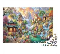 Autumn Village Sustainable Jigsaw Puzzle 1000 Piece Chinese Temple Scenic River for Adults Educational Decompression Game 38x26cm/1000pcs