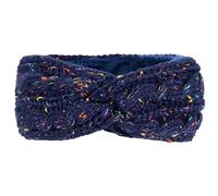Autumn Winter Fleece Lined Color Dot Headband Knitted Thickened Warm Sports Ear Protection Cover(Dark Blue)