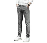 Autumn Winter Men's Casual Pants Stretch Straight Slim Fit Trousers Solid Color Male Para Hombre(Color 3,Size 36)