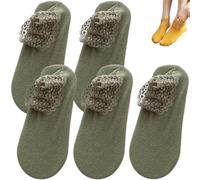 Autumn Winter Non Slip Lace Warmer Socks,Women's Fashion Solid Color Soft Plush Warmer Frilly Floor Socks (Green)