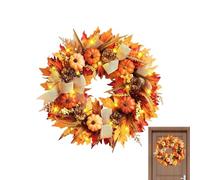 Autumn Wreath Front Door with Pumpkins | Artificial Maple Leaves Wreath Fall Decorations,Halloween Fall Front Door Garland Decor For Thanksgiving, Home, Wedding, Fireplace, Christmas