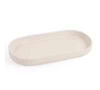 Autumnlife Bandeja decorativa de baño, cuenco decorativo de cerámica, bandeja ovalada pequeña para inodoro y lavabo, bañera, fregadero de cocina - blanco crema