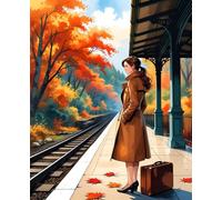 Autumn's Passage: A 180-Page Dotted Grid Notebook for Dreamers and Storytellers: Beautiful Anime & Manga Style Journal with a Nostalgic Train Station ... for Writing, Journaling, and Sketching