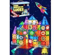 AUVAN® Bloques de Construcción Magnéticos con Luces Que cambian de Color! Juego imanes Nueva generación - Construcciones Magneticas niños, Magnetic Tiles - Piezas magneticas niños Stem Montessori