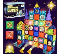 AUVAN® Construcciones magneticas niños con luces que cambian de color! Bloques magneticos construccion niños Juego imanes 76 PCS bloques de construcción magnéticos magnetic tiles juguetes 3 4 5 años +