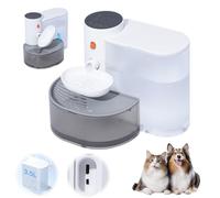 Auveach Fuente de Agua para Gatos Perros 3.5L, Inalámbrica con 3 Niveles de Tiempo Intervalo y Volumen Dispensador de Agua para Gatos Drenaje Automático, Sin Filtros, Ultra Silenciosa