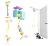 Auveach Juguetes interactivos para gatos de interior para gatos adultos, gatitos automáticos recargables por USB, para colgar en la puerta, plumas retráctiles y campana, oruga, juguetes de