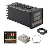 Auveach Regulador de Temperatura Termostato PID REX-C100 Digital 110-240V 220V AC Sensor SSR K Max.40A