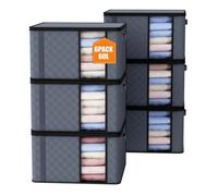 Auveir 6 piezas de bolsa de almacenamiento de 60L, caja de almacenamiento con tapa, grandes cajas de mudanza para ropa, mantas, edredones, almacenamiento bajo la cama, armario.