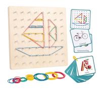 Auvewilo Geotabla de madera Montessori Juguete educativo con bandas elásticas - Juguete educativo STEM para niños a partir de 3 años, habilidades motoras finas, aprendizaje de letras y números, regalo