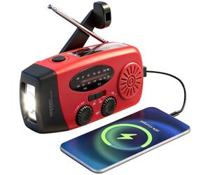 auvisio Radio: Radio de Emergencia de manivela, DOR-810, Linterna, Carga Solar (con manivela, con powerbank, Solar)