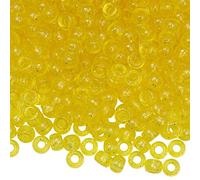 Auvoau 1000 pulseras de cuentas de poni de 9 mm, cuentas de plástico con purpurina amarilla para collar, cuentas de pelo para trenzas, llaveros, fabricación de joyas (purpurina amarilla)