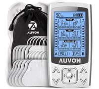 AUVON 3-en-1 Electroestimulador muscular de 24 modos, con función TENS, EMS y masaje, para aliviar el dolor muscular y fortalecer los músculos, 2 Canales, 12pcs 2"x2" Electrodos con diseño patentado