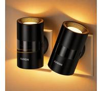 AUVON Lámpara de Noche Enchufable con Sensores de movimiento y crepuscular | lluminación Superior e Inferior, Innovadora Rotación de 90° Luminosidad Ajustable, para Dormitorio, Pasillo, Cocina, ámbar