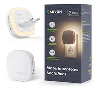 AUVON Luz Nocturna Infantil, Con Sensor de Movimiento/Crepuscular, Interior | Luz Nocturna Enchufe, Luz LED de Ajustable de 1-50LM Escalera, Pasillo, Dormitorio, Baño, Cocina, Paquete de 2, Blanco 2200K