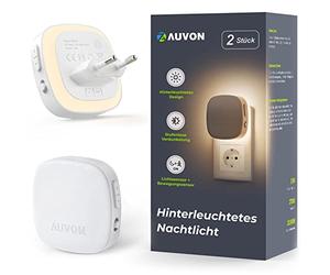 AUVON Luz Nocturna Infantil Enchufe, Luz con Sensor de Movimiento y Sensor de Crepúsculo, 2 Piezas Luz Bebe Nocturna Night light de Color Ajustable de 1-50 lm, Escalera, Dormitorio, Cocina