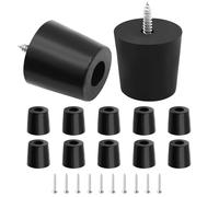 Auvotuis 12 patas redondas de goma con tornillos inoxidables, almohadillas negras para parachoques de silla para tabla de cortar, mesa, armario, sofá (32 x 27 x 30 mm)