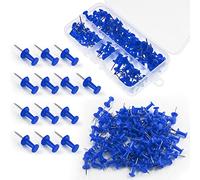 Auvotuis 200 chinchetas de plástico, chinchetas de mapa de colores decorativas para manualidades, tablero de corcho, oficina, hogar (azul)