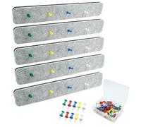 Auvotuis Paquete de 5 tiras de fieltro gris para tablón de anuncios, tablero de corcho autoadhesivo con chinchetas para pegar notas, fotos, horarios, adecuado para dormitorios, oficinas, decoración de