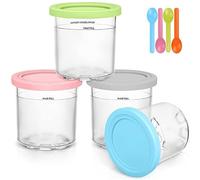 Auvrgmin Juego de 4 recipientes para helados con tapa, recipiente casero para helados Ninja Creami con tapa, compatible con máquinas de hielo NC300EU NC301EU NC300Serie NC300 (4 unidades)