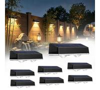 auvstar Aplique Solar Exterior,Lámparas Solares Exteriores IP65 Impermeable,Luces Solares Exterior,8 Blanco CáLido Magnética y Tornillos,para Patio Balcón Valla Autocaravana Caravana