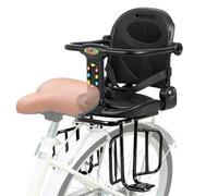 auvstar Silla Bicicleta niño Trasera,Asiento Trasero de Bicicleta con Respaldo,Ajustable para Sentarse o Reclinarse,Cojín de Asiento de PU con Barandillas de Seguridad y Reposapiés,Negro
