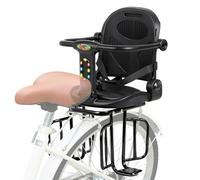 auvstar Silla Bicicleta niño Trasera,Asiento Trasero de Bicicleta con Respaldo,Ajustable para Sentarse o Reclinarse,Cojín de Asiento de PU con Barandillas de Seguridad y Reposapiés (Negro)