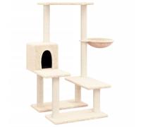AUVYI Árbol rascador de actividad con columnas rascadoras de sisal, color crema, 47,5 x 60 x 94,5 cm, parque infantil para gatos, con casas, plataformas, torre todo en uno, área de actividad para