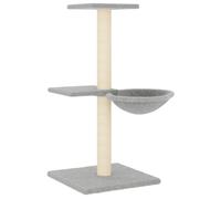 AUVYI Árbol rascador de actividad con columnas rascadoras de sisal, gris claro, 46 x 44 x 72 cm, madera y felpa, parque infantil con plataformas, área de actividad para mascotas, rascar, escalar,