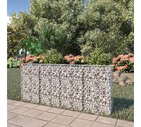 AUVYI Cesta de piedra decorativa para jardín, 200 x 20 x 85 cm, pared de gaviones con cubierta, valla de jardín, construcción estable, gaviones de piedra, gaviones de piedra, cestas de gaviones de