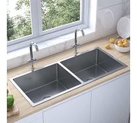 AUVYI Fregadero empotrado hecho a mano de acero inoxidable plateado 100 x 44 x 20 cm Fregadero sin mueble de cocina Kitchen Sink Fregadero Cocina Ausgussbecken Spülbecken Waschbecken