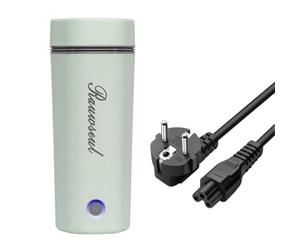 auwseul Hervidor de agua eléctrico de viaje, 450 ml, mini calentador portátil, 3 en 1, mini termo 304, forro de acero inoxidable, 220 V, 300 W, taza de calor de cocina rápida, apagado automático…