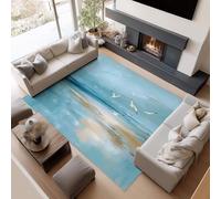 AUWUUA Alfombra Abstracta con diseño de Aves Marinas y Costa, 50 x 130 cm, Lavable, Decorativa, para Dormitorio, Cocina, Entrada y Comedor. Suave y Antideslizante.