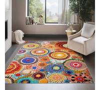 AUWUUA Alfombra Bohemia Lavable Abstracta Floral para Sala de Estar, 60x180cm, Estampado de Cuentas de Colores, Alfombra Patchwork, Antideslizante para Dormitorio, Comedor, Cocina, Pasillo