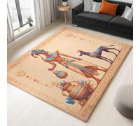 AUWUUA Alfombra de Cultura egipcia, Estilo Retro Tribal étnico, jeroglíficos Antiguos faraones, Decorativa para Sala de Estar, 250 x 250 cm, Antideslizante, Lavable, para Dormitorio, Pasillo, Oficina