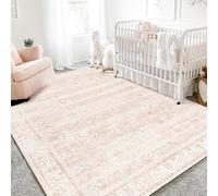 AUWUUA Alfombra de guardería para bebé niña, 250 x 365 cm, diseño Floral Bohemio Rosa, Suave, Lavable, para Sala de Estar, Dormitorio, Alfombra Antideslizante desgastada para la Entrada de la Cocina.