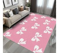 AUWUUA Alfombra de Lazo Rosa de 100 x 120 cm, Lavable, para Dormitorio de niñas, Suave y Antideslizante, Ideal para decoración de Princesas, Alfombra Grande para Sala de Estar y habitación Infantil.