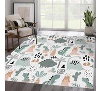AUWUUA Alfombra Infantil de Dinosaurios (250 x 365 cm), Lavable, de Pelo Corto, Antideslizante, para Dormitorio, habitación Infantil, Entrada y guardería.