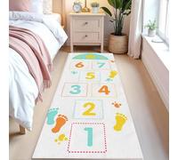 AUWUUA Alfombra Infantil Hopscotch de 140 x 230 cm, Suave y educativa, con números Bonitos para Dormitorio y Sala de Juegos, Lavable, Suave y Antideslizante.