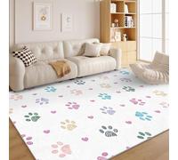 AUWUUA Alfombra Lavable con Estampado de Pata de Perro para Sala de Estar, 150 x 190 cm, Huellas de Animales de Dibujos Animados para Dormitorio, Antideslizante Alfombra para Sala de Juegos