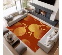 AUWUUA Alfombra Lavable Minimalista con lámina de Oro Naranja de 160 x 230 cm, Moderna, Abstracta, con Frutas cítricas Rojas, Suave, Antideslizante, para Dormitorio, Sala de Estar, decoración