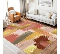 AUWUUA Alfombra Lavable para Sala de Estar, 200 x 300 cm, diseño Moderno de Grafiti Abstracto Dorado, Naranja y Rosa, para Dormitorio, Comedor, Alfombra Antideslizante para Pasillo y Cocina.