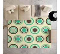 AUWUUA Alfombra Lavable Retro geométrica Circular para Sala de Estar, 100 x 150 cm, Estilo Pop Art, Suave, de Pelo Corto, Antideslizante, para Dormitorio, Comedor, Pasillo, Cocina, Fina