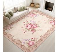 AUWUUA Alfombra Rosa Acuarela Floral de 40x60 cm, Estilo Shabby Chic, Lavable Alfombra Antideslizante para Habitaciones Infantiles, terrazas acristaladas y Estudios de Yoga