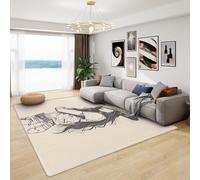 AUWUUA Alfombra Vaquera de 150 x 180 cm con diseño de bocetos del lejano Oeste, para Dormitorio, Lavable, Antideslizante, Suave, de Pelo Corto, Grande, para Sala de Estar y Oficina