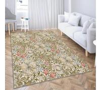 AUWUUA Alfombras de Dormitorio Vintage con diseño Floral de Lirios en Flor, 100 x 150 cm, Lavables y Antideslizantes, con diseño botánico William Morris, para Sala de Estar, Hotel y Comedor.