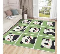 AUWUUA Alfombras de Panda de 250 x 365 cm para habitación Infantil, Alfombra Verde con Dibujos Animados, Lavable, Antideslizante, Suave, para Sala de Estar, Dormitorio, Sala de Juegos