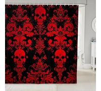 AUWUUA Cortina de Ducha Antigua de Estilo Barroco Victoriano, 200 x 220 cm, diseño Vintage Floral exótico de Halloween, Calavera de azúcar, Impermeable Bohemia con Esqueleto de Hueso gótico.